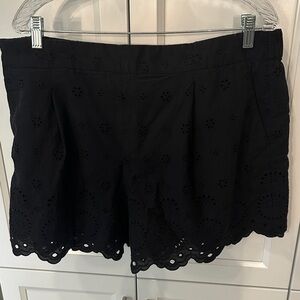 LOFT High Waist Black Eyelet Shorts